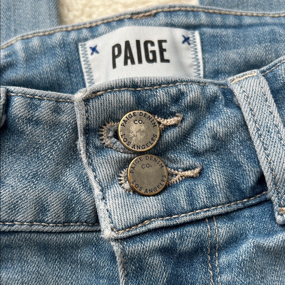 PAIGE High Rise Light Blue Jeans - Picture 3 of 6